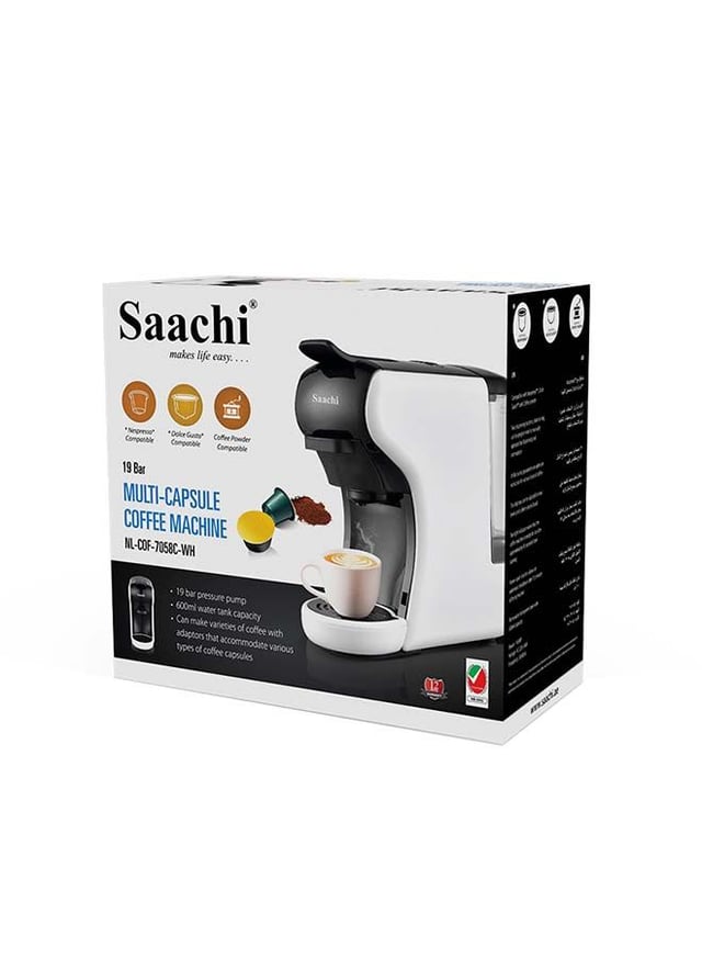 ماكينة قهوة ساتشي 1450 واط 600 مل أبيض/أسود Saachi White/Black 600Ml 1450 W Multi Capsule Coffee Maker -