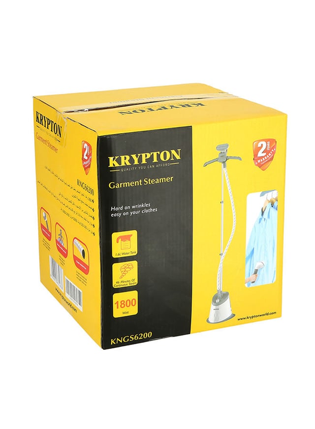 مكواة بخار عمودية مع علاقة 1800 واط رماديأبيض كريبتون Krypton Grey/White 1800 W Clothes Hanger With Garment Steamer