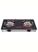 Krypton Gas Cooker with Tempered Glass Panel&Brass Bruner Cap KNGC6270 Black&Red