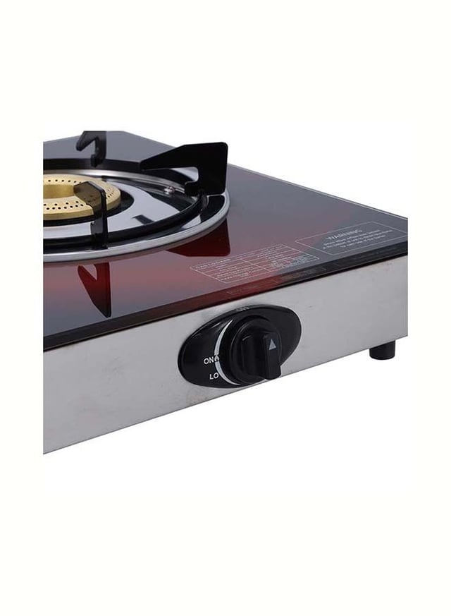Krypton Gas Cooker with Tempered Glass Panel&Brass Bruner Cap KNGC6270 Black&Red