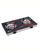 Krypton Gas Cooker with Tempered Glass Panel&Brass Bruner Cap KNGC6270 Black&Red