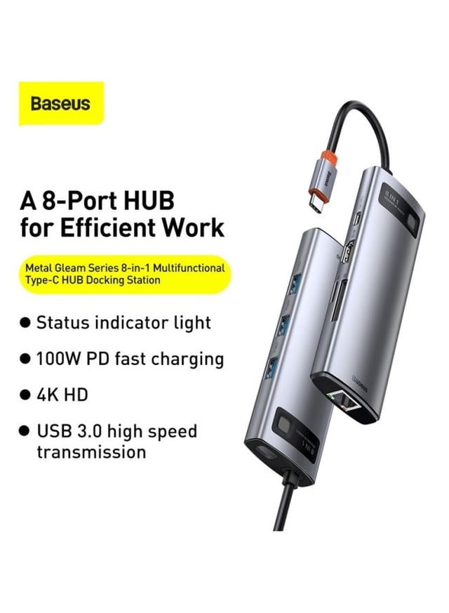 موزع منافذ 8 في 1 Baseus 8-in-1 Multifunctional Type-C HUB Docking Station