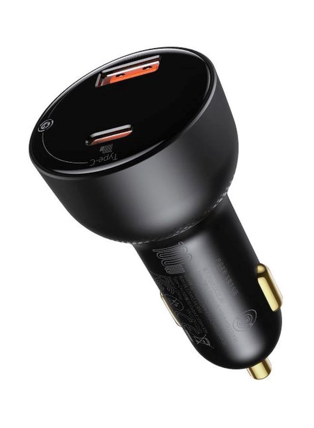 Baseus Digital Display USB/Type C Dual Port Car Charger 100W Black