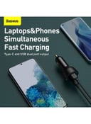 Baseus Digital Display USB/Type C Dual Port Car Charger 100W Black