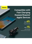 Baseus Digital Display USB/Type C Dual Port Car Charger 100W Black