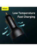Baseus Digital Display USB/Type C Dual Port Car Charger 100W Black