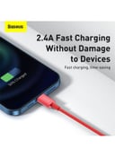 Baseus USB 2.4A Fast Charging Data Cable for Apple Device 1meter Red