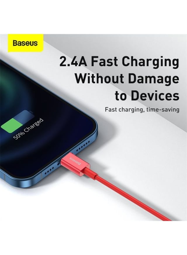 Baseus USB 2.4A Fast Charging Data Cable for Apple Device 1meter Red