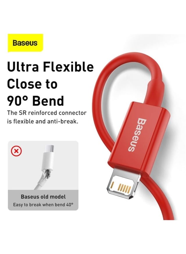 Baseus USB 2.4A Fast Charging Data Cable for Apple Device 1meter Red