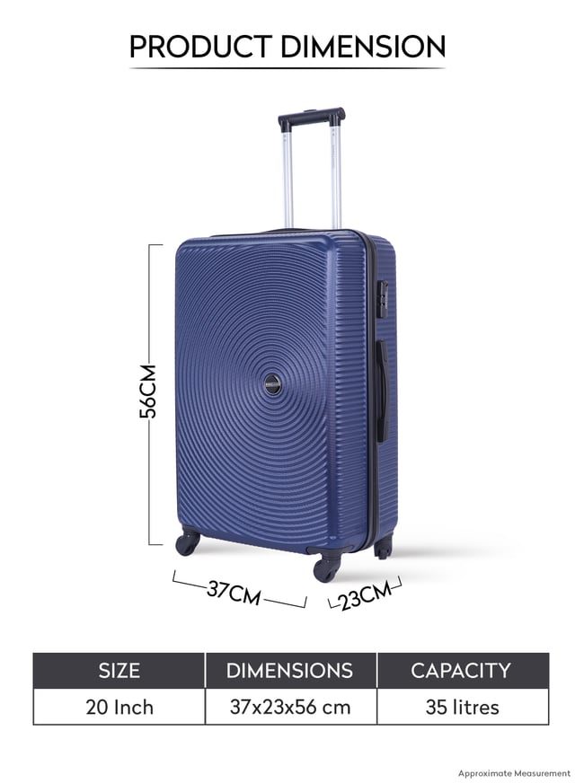 شنطة سفر قياس 20 بوصة لون كحلي PARA JOHN Single Size, Cabin Carry 20" Check-in luggage trolley