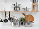 طقم طناجر مع ملاعق نايلون 12 قطعة ستانلس ستيل من رويال فورد Royalford Stainless Steel Induction Safe 12Pc Casserole