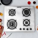 Geepas 2-in-1 Built-in Gas Hob, Stainless Steel, GGC31026 | Sabaf Burners | Cast Iron Pan Support | Auto-Ignition | Low Gas Consumption | 4 Control Knobs