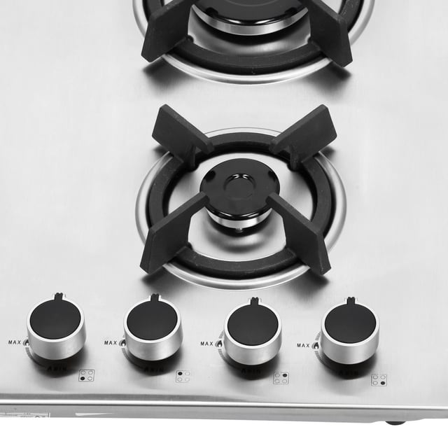 Geepas 2-in-1 Built-in Gas Hob, Stainless Steel, GGC31026 | Sabaf Burners | Cast Iron Pan Support | Auto-Ignition | Low Gas Consumption | 4 Control Knobs