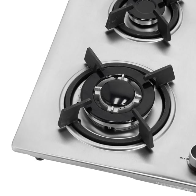 Geepas 2-in-1 Built-in Gas Hob, Stainless Steel, GGC31026 | Sabaf Burners | Cast Iron Pan Support | Auto-Ignition | Low Gas Consumption | 4 Control Knobs