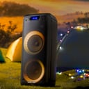 Geepas Rechargeable Professional Speaker, 40000W PMPO, GMS11168 - TWS Connection, FM Radio, Bluetooth, LED Display, With Wireless Microphone, Built-In 7.4v/3000mAh Lithium Battery, BT/FM/USB/TF Card