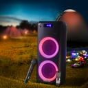 Geepas Rechargeable Professional Speaker, 40000W PMPO, GMS11168 - TWS Connection, FM Radio, Bluetooth, LED Display, With Wireless Microphone, Built-In 7.4v/3000mAh Lithium Battery, BT/FM/USB/TF Card