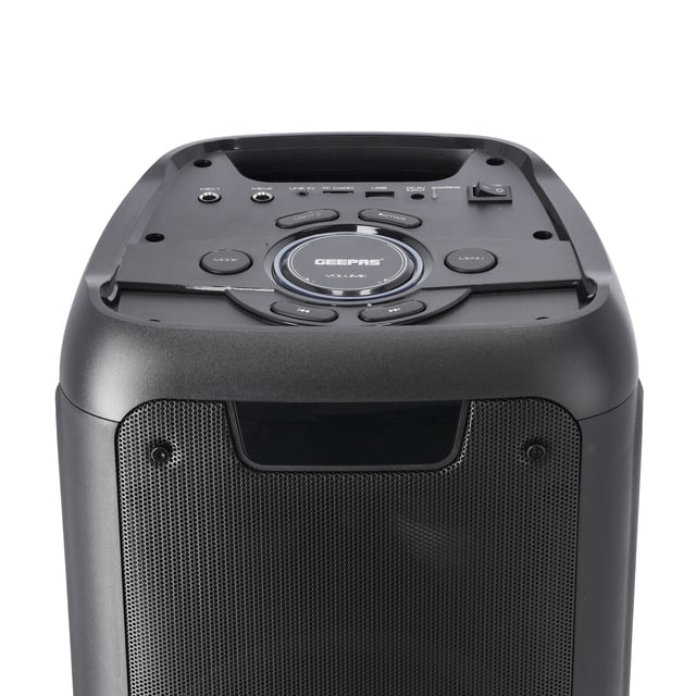 Geepas Rechargeable Professional Speaker, 40000W PMPO, GMS11168 - TWS Connection, FM Radio, Bluetooth, LED Display, With Wireless Microphone, Built-In 7.4v/3000mAh Lithium Battery, BT/FM/USB/TF Card