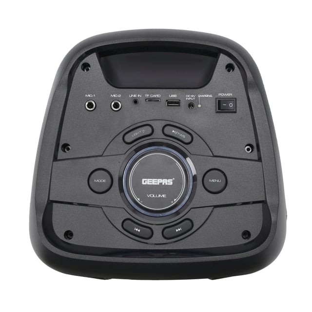 Geepas Rechargeable Professional Speaker, 40000W PMPO, GMS11168 - TWS Connection, FM Radio, Bluetooth, LED Display, With Wireless Microphone, Built-In 7.4v/3000mAh Lithium Battery, BT/FM/USB/TF Card