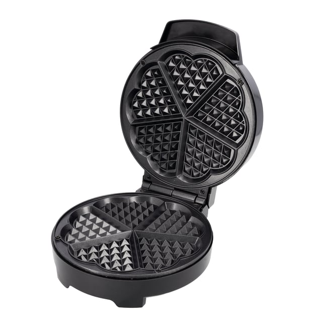 Geepas Heart Waffle Maker, Temperature Control, GWM36538 - Power On & Ready Indicator, Non-Stick Cooking Plate, Easy to Clean , 1000 Watts, S/S Decoration, Cool Touch Handle