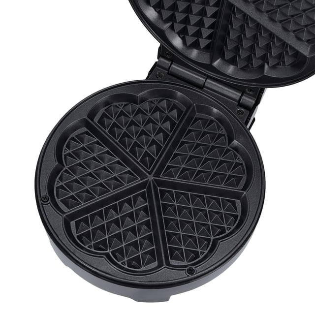 Geepas Heart Waffle Maker, Temperature Control, GWM36538 - Power On & Ready Indicator, Non-Stick Cooking Plate, Easy to Clean , 1000 Watts, S/S Decoration, Cool Touch Handle