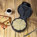 Geepas Heart Waffle Maker, Temperature Control, GWM36538 - Power On & Ready Indicator, Non-Stick Cooking Plate, Easy to Clean , 1000 Watts, S/S Decoration, Cool Touch Handle