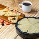 Geepas Heart Waffle Maker, Temperature Control, GWM36538 - Power On & Ready Indicator, Non-Stick Cooking Plate, Easy to Clean , 1000 Watts, S/S Decoration, Cool Touch Handle