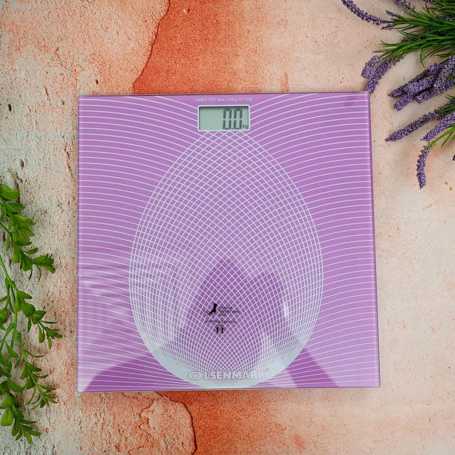 Olsenmark Digital Personal Scale - Tempered Glass Platform - 180Kg Capacity - Lcd Display