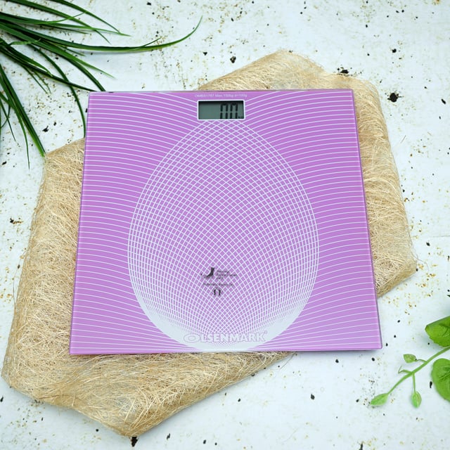 Olsenmark Digital Personal Scale - Tempered Glass Platform - 180Kg Capacity - Lcd Display