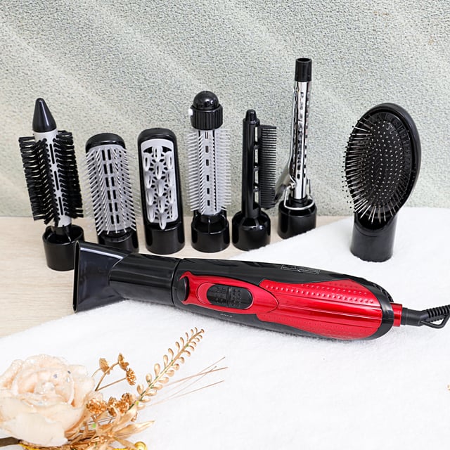 Olsenmark Multi Function Hair Styler, 8 In 1 - 3 Heat & 2 Speed Setting - 360 Degree Swivel Cord