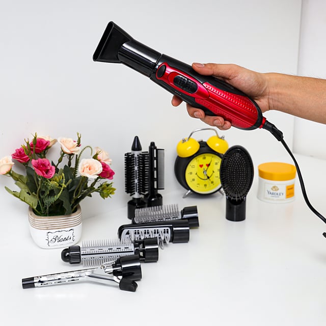 Olsenmark Multi Function Hair Styler, 8 In 1 - 3 Heat & 2 Speed Setting - 360 Degree Swivel Cord