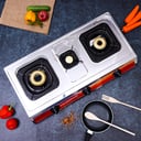 Olsenmark Stainless Steel Triple Burner Gas Stove - Auto Ignition - Cast Iron Pan Burner