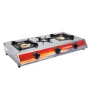 Olsenmark Stainless Steel Triple Burner Gas Stove - Auto Ignition - Cast Iron Pan Burner