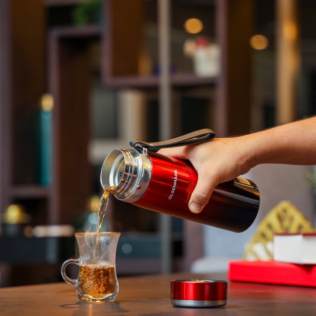 Olsenmark Stainless Steel Vacuum Bottle, 1000ml, OMVF2486 | Double Wall Insulation | Drink Hot or Cold for 12 Hours | Stainless Steel Thermos For Cold & Hot Beverages | 2 Years Warranty