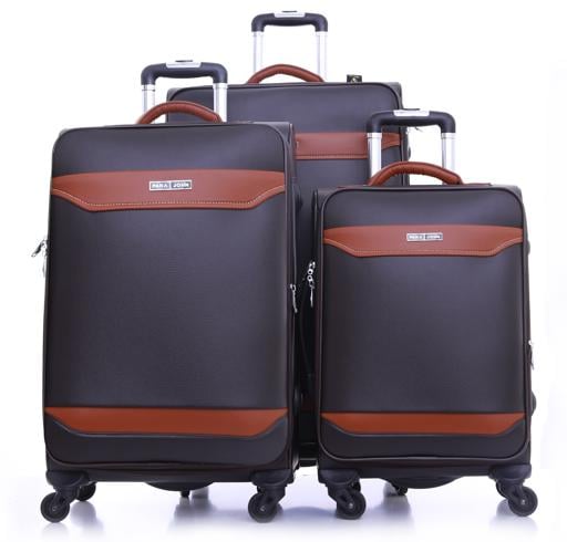 PARA JOHN Buffalos 3 Pcs Trolley Luggage Set, Brown