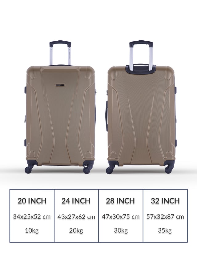 طقم حقائب سفر 4 حقائب مادة ABS بعجلات دوارة (20 ، 24 ، 28 ،32) بوصة ذهبي PARA JOHN - 4 Pcs Zin Trolley Luggage Set, Golden