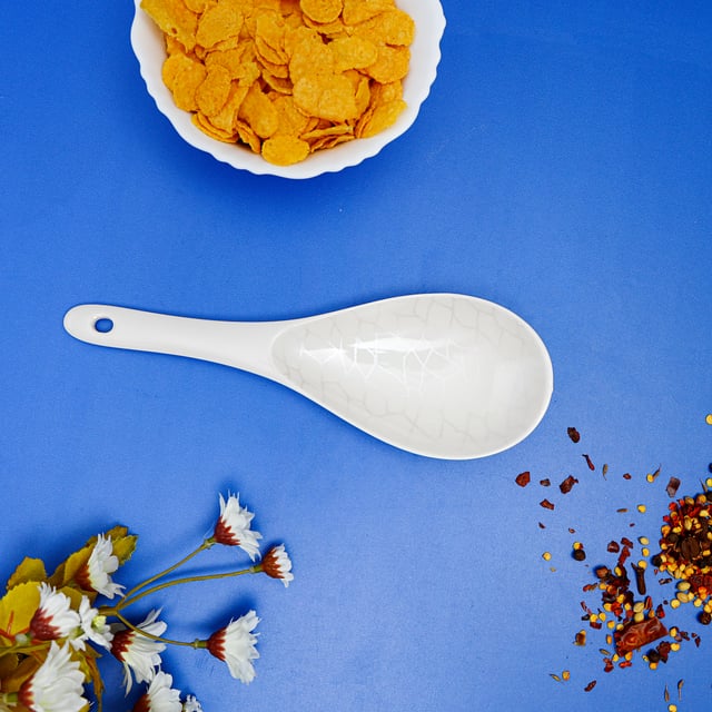 Royalford Melamine Ware Rice Spoon - Cooking And Serving Spoon With Grip Handle & Hanging Loop