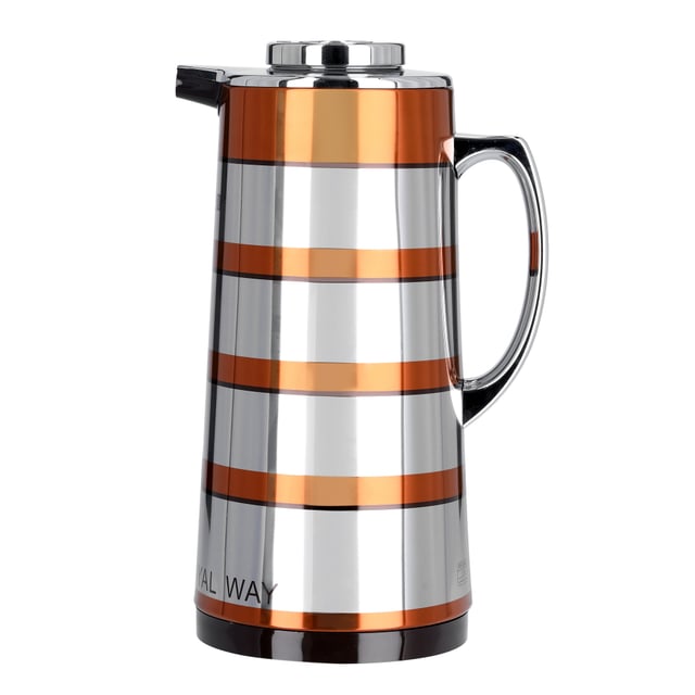 دلة قهوة حافظة للحرارة بسعة 1.6 لتر ذهبي | Royalford 1.6L Double Wall Golden Figured Vacuum Flask