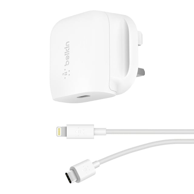 Belkin BOOST CHARGE 20W USB-C PD Wall Charger + USB-C to Lightning Cable - for Apple iPhone 12/11 Pro Max/12/11 Pro/12 Mini/XR/XS Max/8/8 Plus, iPad & other USB-C Devices - White