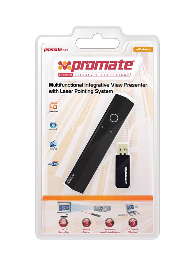 مؤشر ليزر بوربوينت للمعلمين من بروميت Promate VPointer Multifunctional Laser Wireless Presenter