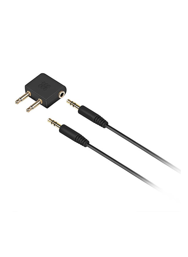 محول صوتي عالي الجودة مع شريط AUX أسود | Premium Aircraft Headphone Adapter Kit