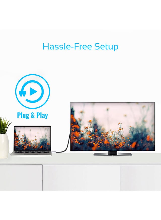 كبل الفيديو 4k من Type-c إلى HDMI  يدعم Thunderbolt 3 رمادي | Premium USB Type-C to 4K 60Hz HDMI Cable Adapter