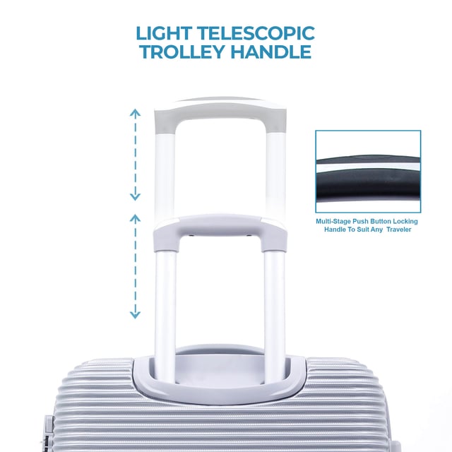 PARA JOHN Abs Rolling Trolley Luggage Set, Silver