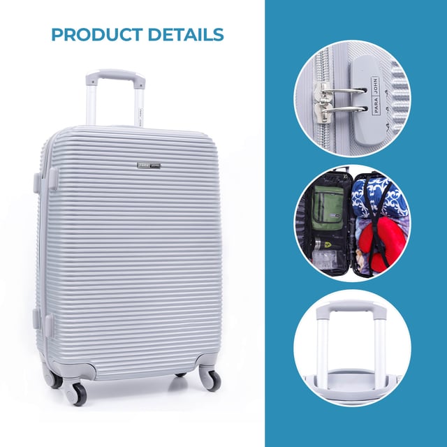 PARA JOHN Abs Rolling Trolley Luggage Set, Silver