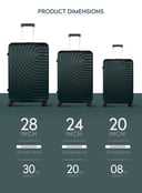 PARA JOHN 3-Piece Hard side ABS Luggage Trolley Set 20/24/28 Inch Army Green