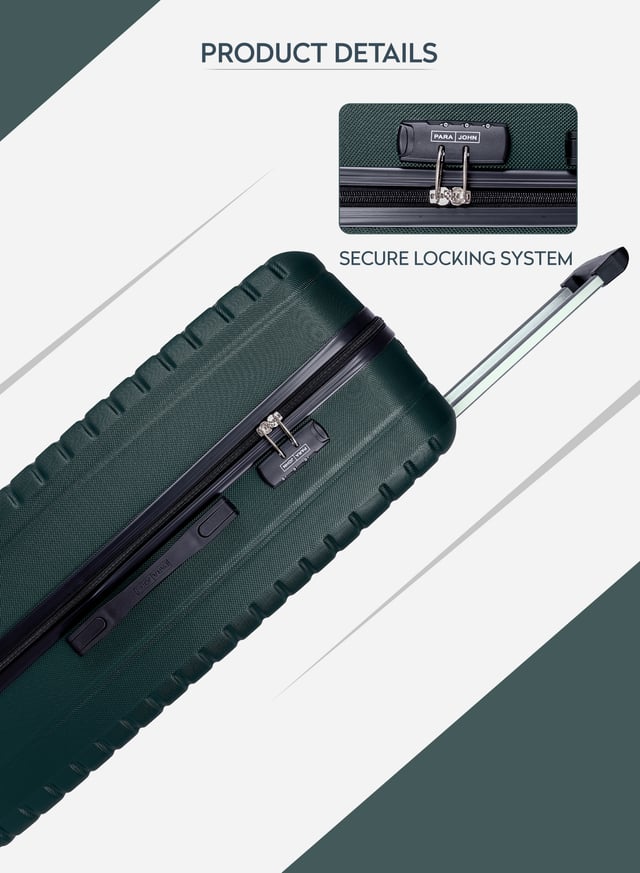 PARA JOHN 3-Piece Hard side ABS Luggage Trolley Set 20/24/28 Inch Army Green