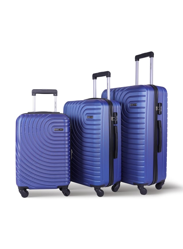 PARA JOHN 3-Piece Hard side ABS Luggage Trolley Set 20/24/28 Inch Navy