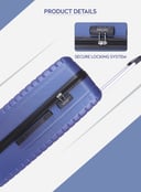 PARA JOHN 3-Piece Hard side ABS Luggage Trolley Set 20/24/28 Inch Navy