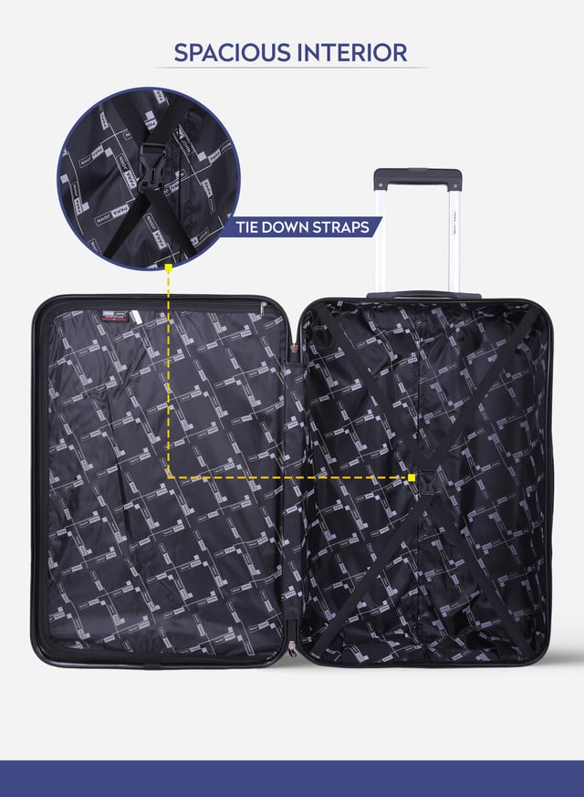 PARA JOHN 3-Piece Hard side ABS Luggage Trolley Set 20/24/28 Inch Navy