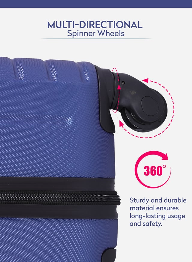 PARA JOHN 3-Piece Hard side ABS Luggage Trolley Set 20/24/28 Inch Navy