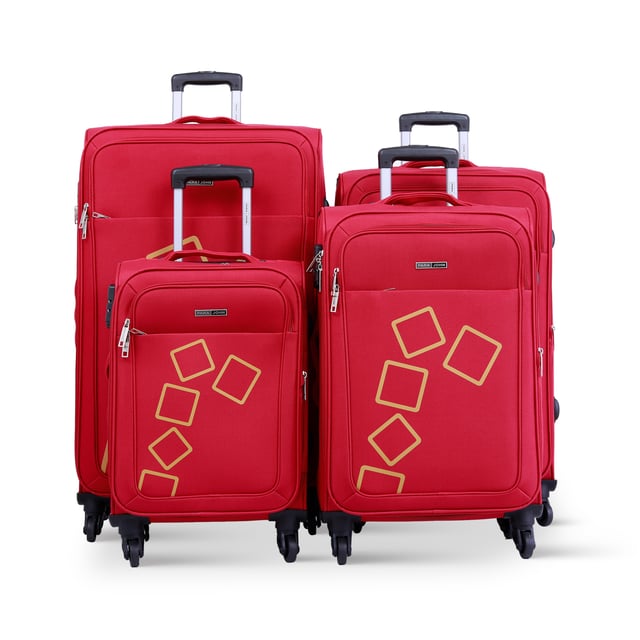 Sans Boutique 4-Piece Nylon Spinner Luggage Set - Lightweight Trolley Bags (18", 21", 28", 31") In Black Or Burgundy